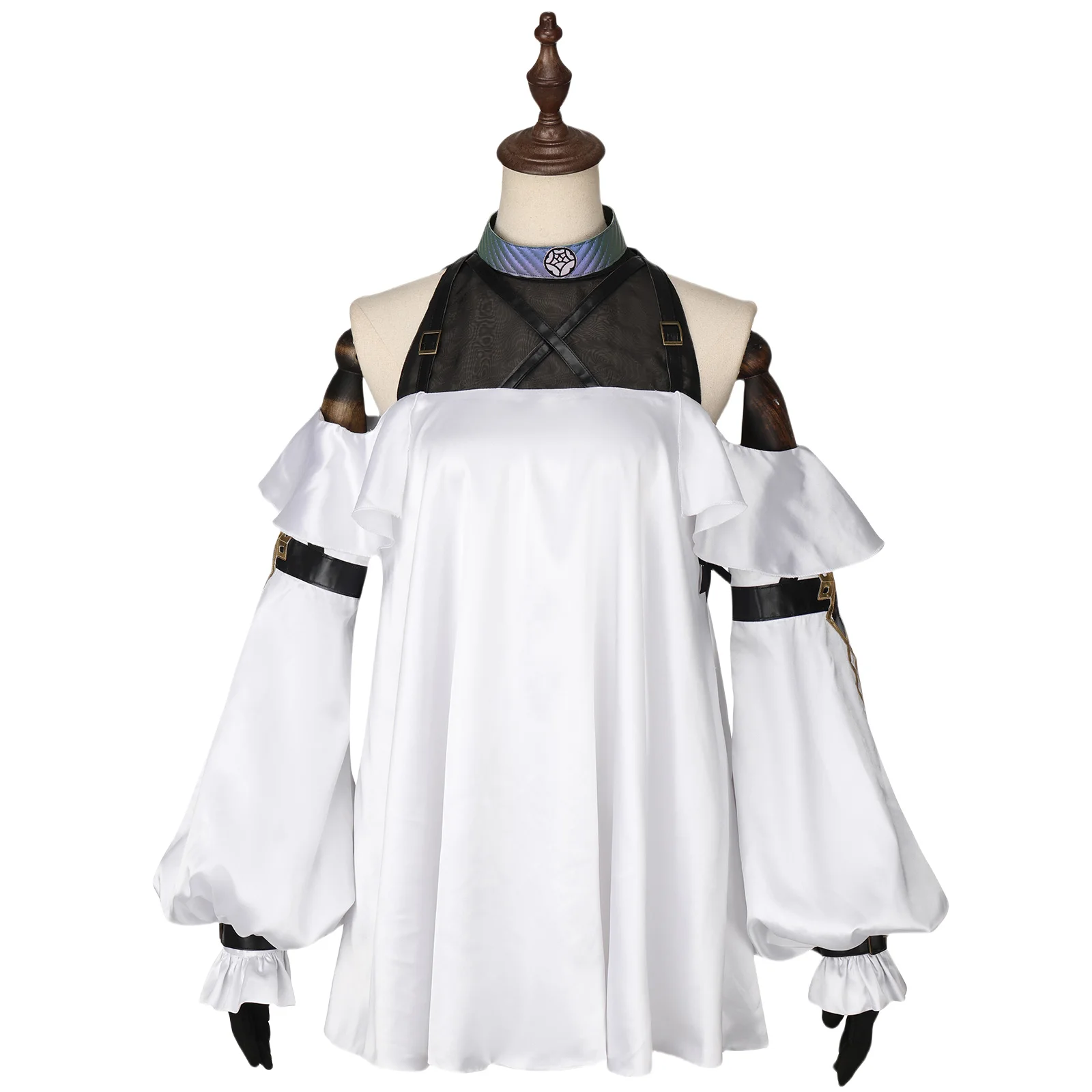 

Game Fairy Knight Lancelot Cosplay Costume Girls Black and White Loose Bowtie Lace Top Halloween Party Clothing