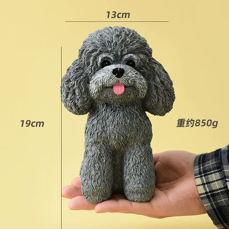 Cute Realistic Resin Teddy Bear Sculpture Cartoon Animal Craft Desktop Ornament Modern Puppy Statue Indoor Aesthetic Decoration