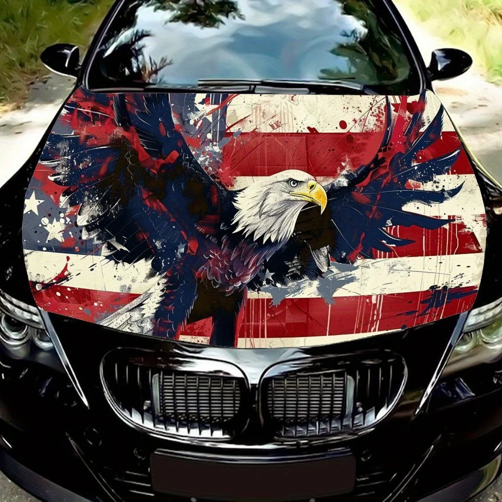 

Ретро американский флаг Орел ПВХ автомобильные виниловые обертывания, самоклеящаяся водонепроницаемая наклейка на капот автомобиля, защитная наклейка для украшения автомобиля