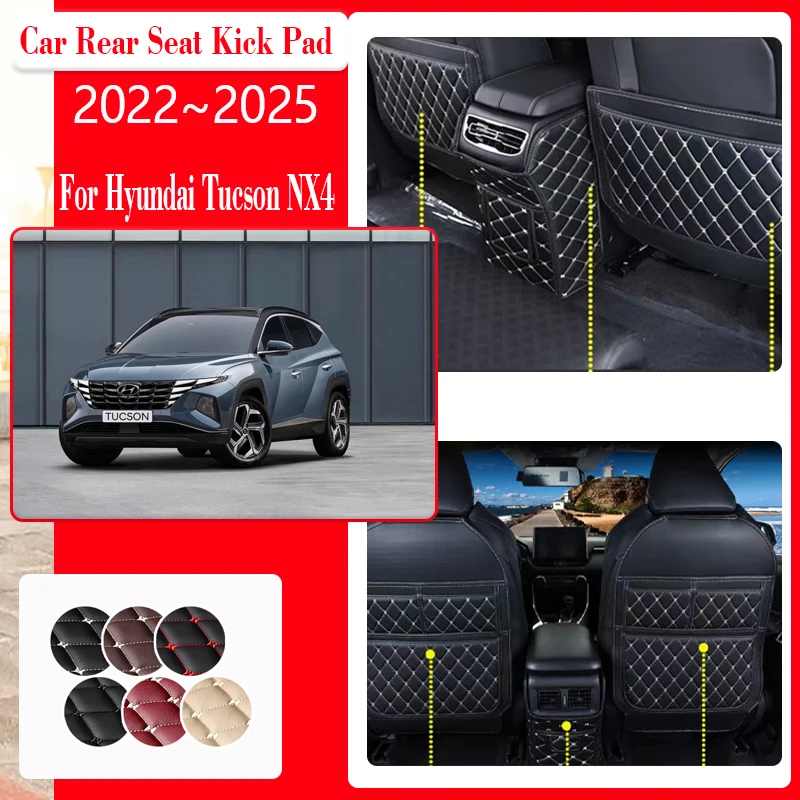 

Leather Car Seat Back Covers For Hyundai Tucson NX4 2022 2023 2024 2025 Anti-dirty Pads Carpet Kick Mats Armrest Car Accessories