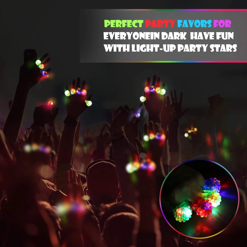 Birthday Gift Glow In The Dark Colorful Finger Toys Light-Up Toys Luminous Rings Flashing LED Rings Bumpy Jelly Ring