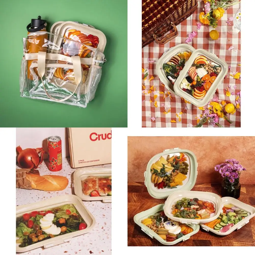 

4-Piece Portable Cream White Reversible Lid Food Containers - BPA-Free, Freezer & Dishwasher Safe, Ideal for Meal Prep, Snacks,