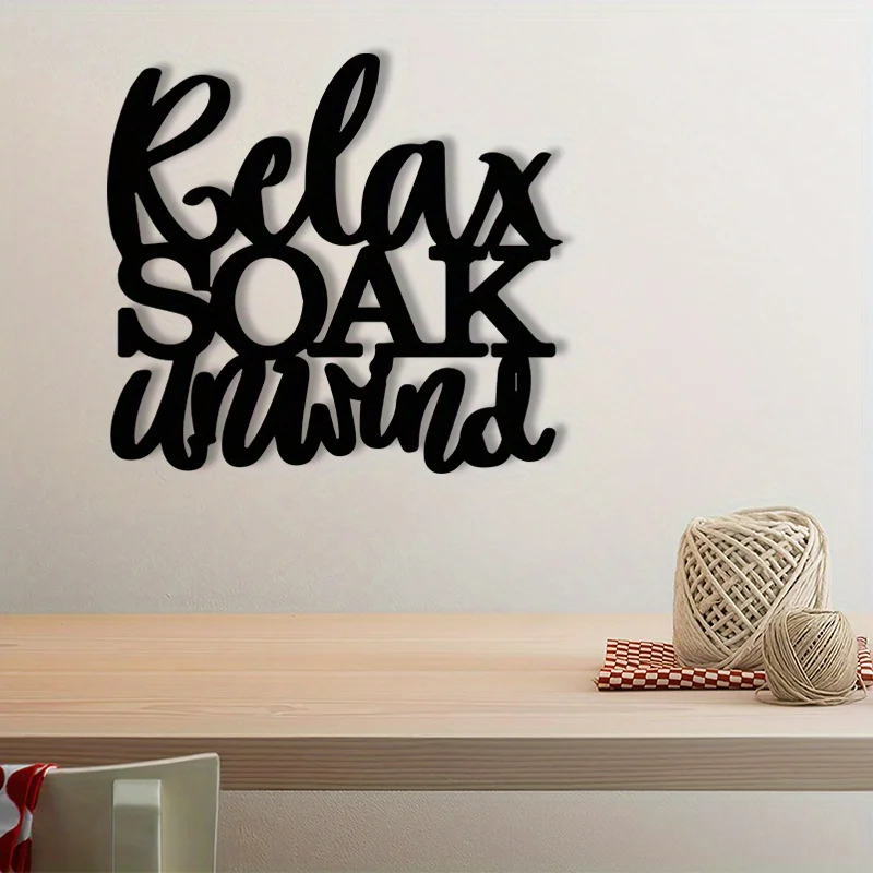 Vintage Elegant Aluminum Wall Art 12x8 Waterproof Durable Metal Sign for Bathroom Home Decor Relax Soak Unwind Rustic Style