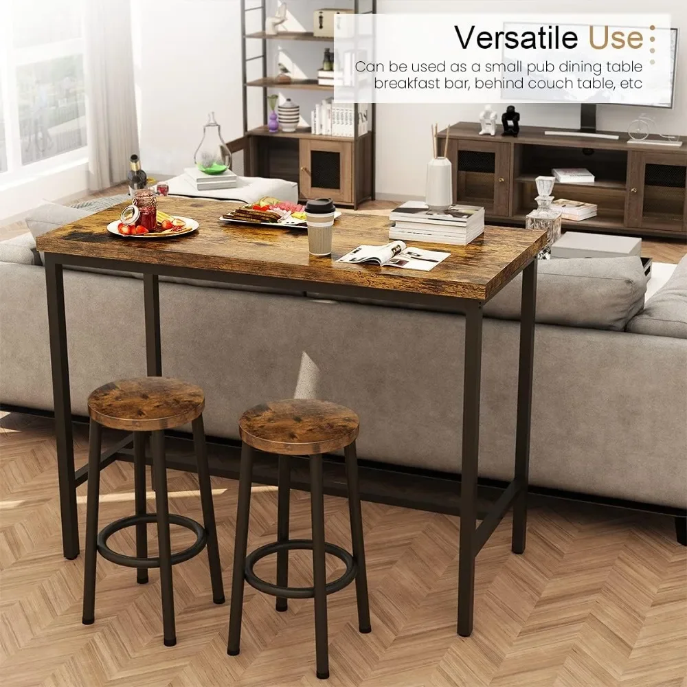 Bar Table 3 Piece Cutlery Set, Modern  Counter & Stool 2 Person Kitchen Counter Height Wooden Top Bistro, Bar Tables