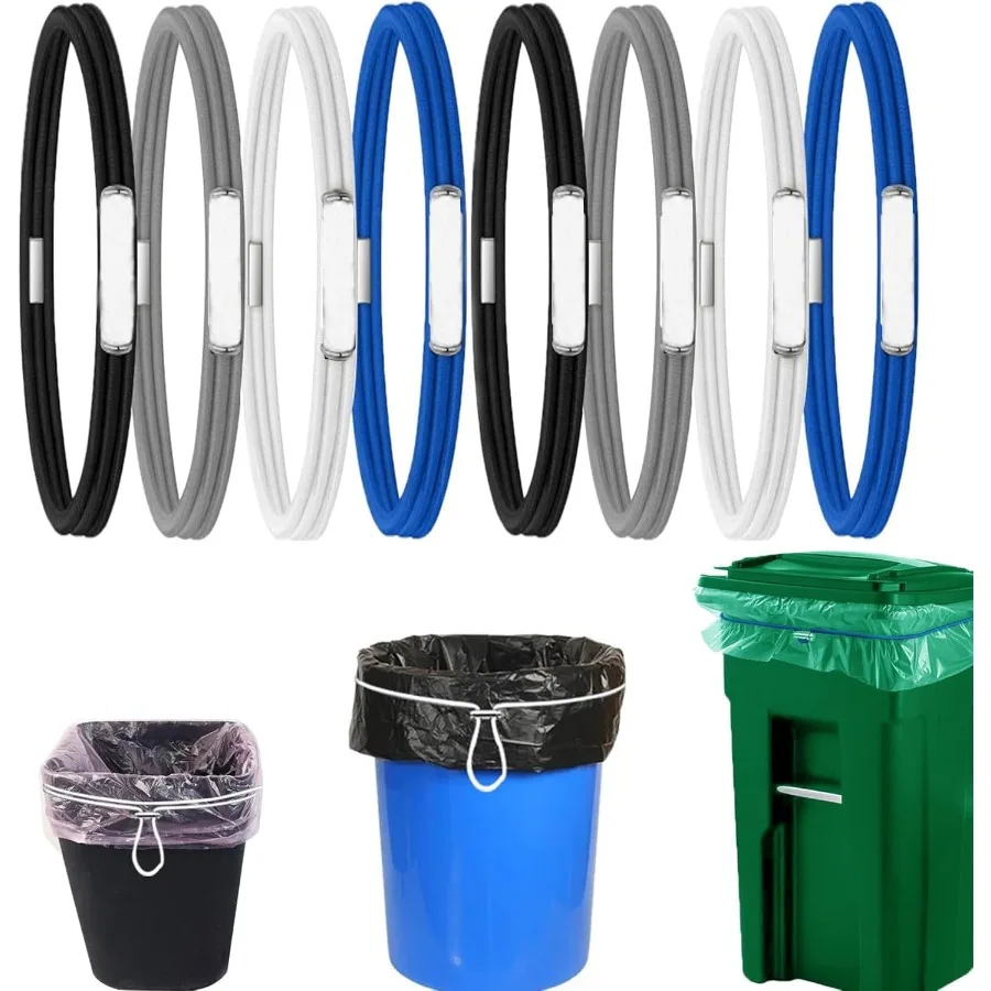 

Набор из 8 лент для мусорного бака — регулируемые большие ленты для мусорного бака подходят для почти — мультитационные эластичные большие резинки для использования в помещении и в помещении