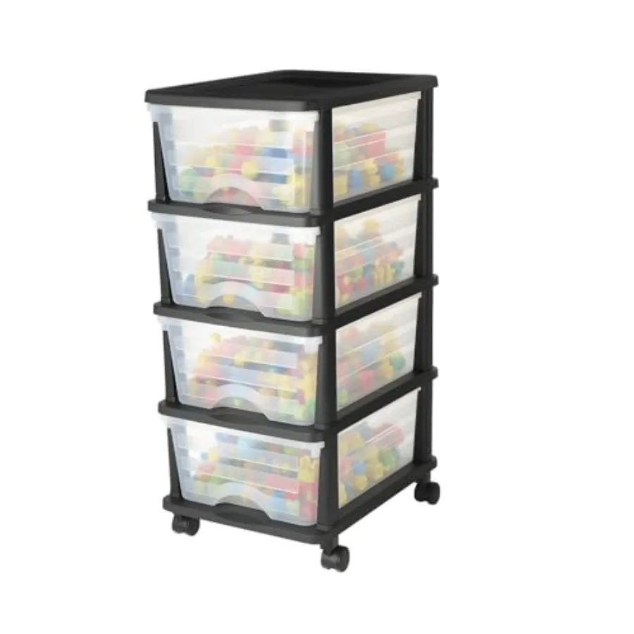 

Storage Organizer with Wheels Rolling Closet Organization and Storage Dividers Dresser Organizer Clear Bins for Office Supplies