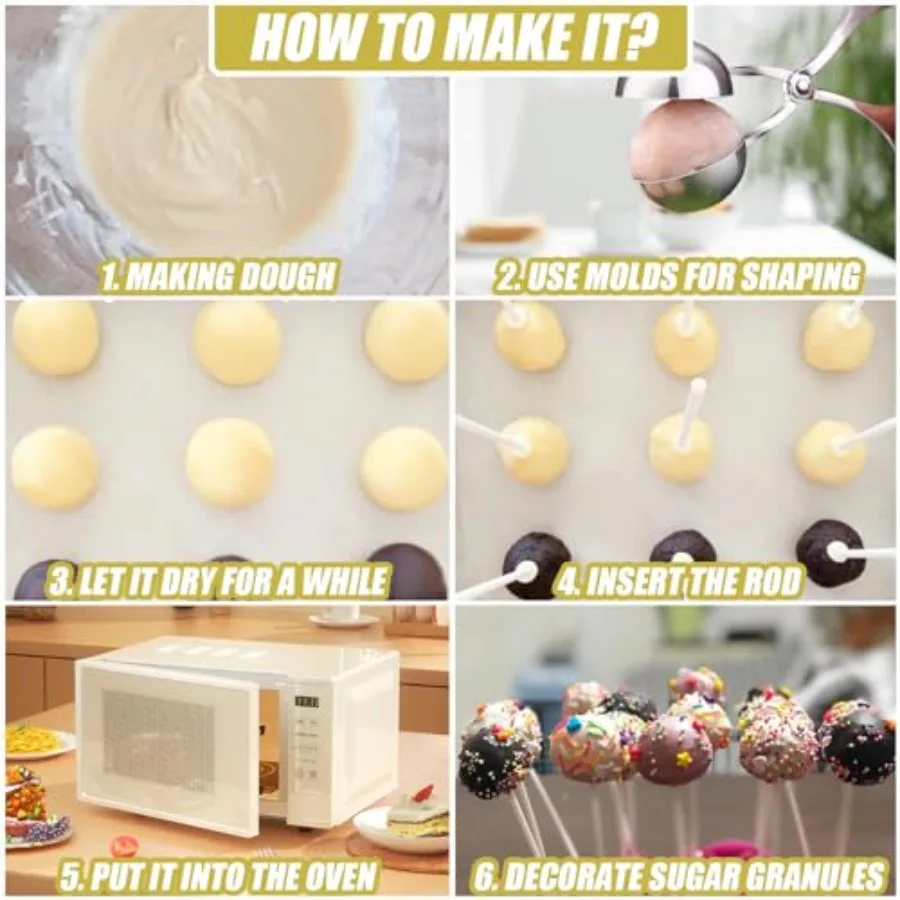 تتضمن مجموعة أعواد الكيك البوب مغلفة كعكة البوب 100 كيس كعكة البوب أعواد المصاصة وربطات اللحم المعدنية الذهبية #4