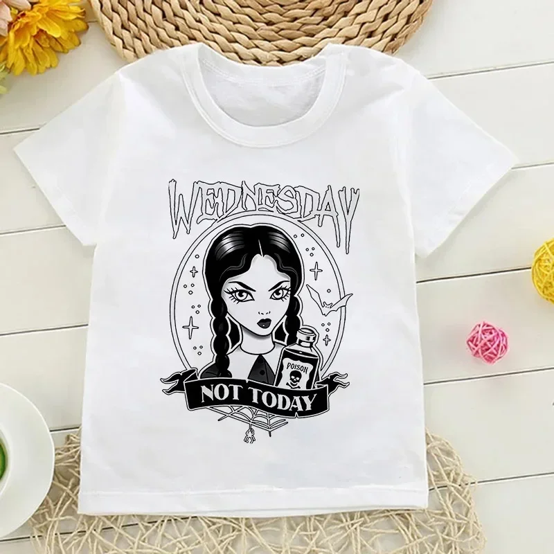 Tshirt Wednesday Addams Children T-Shirt I Hate People Cartoons Clothes Kid Girl Boy Nevermore Academy T Shirt Baby Casual Top