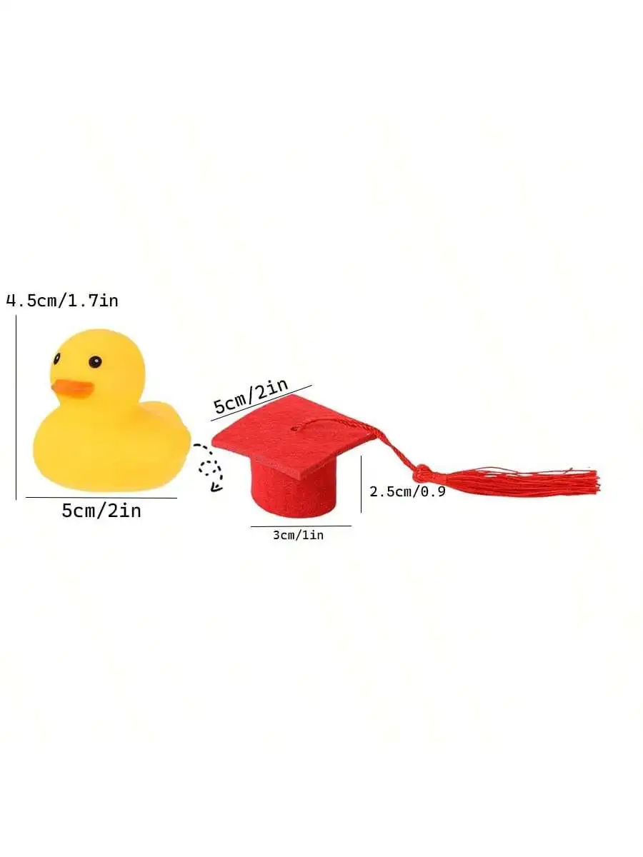 5set (5pcs small yellow duck + 5pcs Dr. hat) 2024 graduation season celebration party small yellow duck Dr. decorative gifts, DI