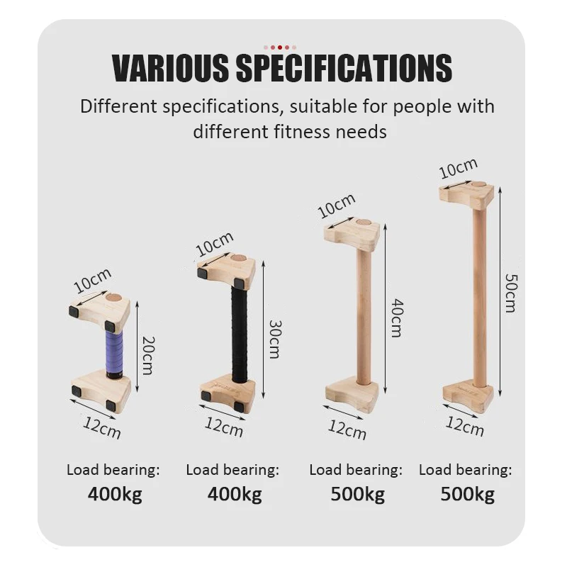 Soporte de madera para flexiones, mangos de barra antideslizantes, tablero de flexiones de Fitness, barra de Parallettes de calistenia, equipo de