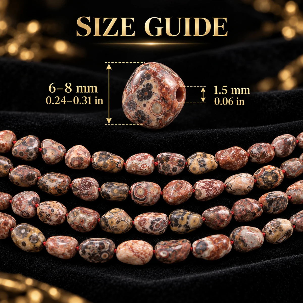 6-8mm About 26-30pcs Natural Red Leopard Skin Irregular Nugget Loose Stone Beads For Bracelet Necklace DIY Jewelry Marking