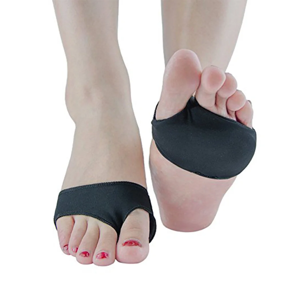 1 Pair Silicone Forefoot Pads Thickened Gel Cushions Anti-Slip Half Pad For High Heel Shoes Walking Running Dancing Black Foot