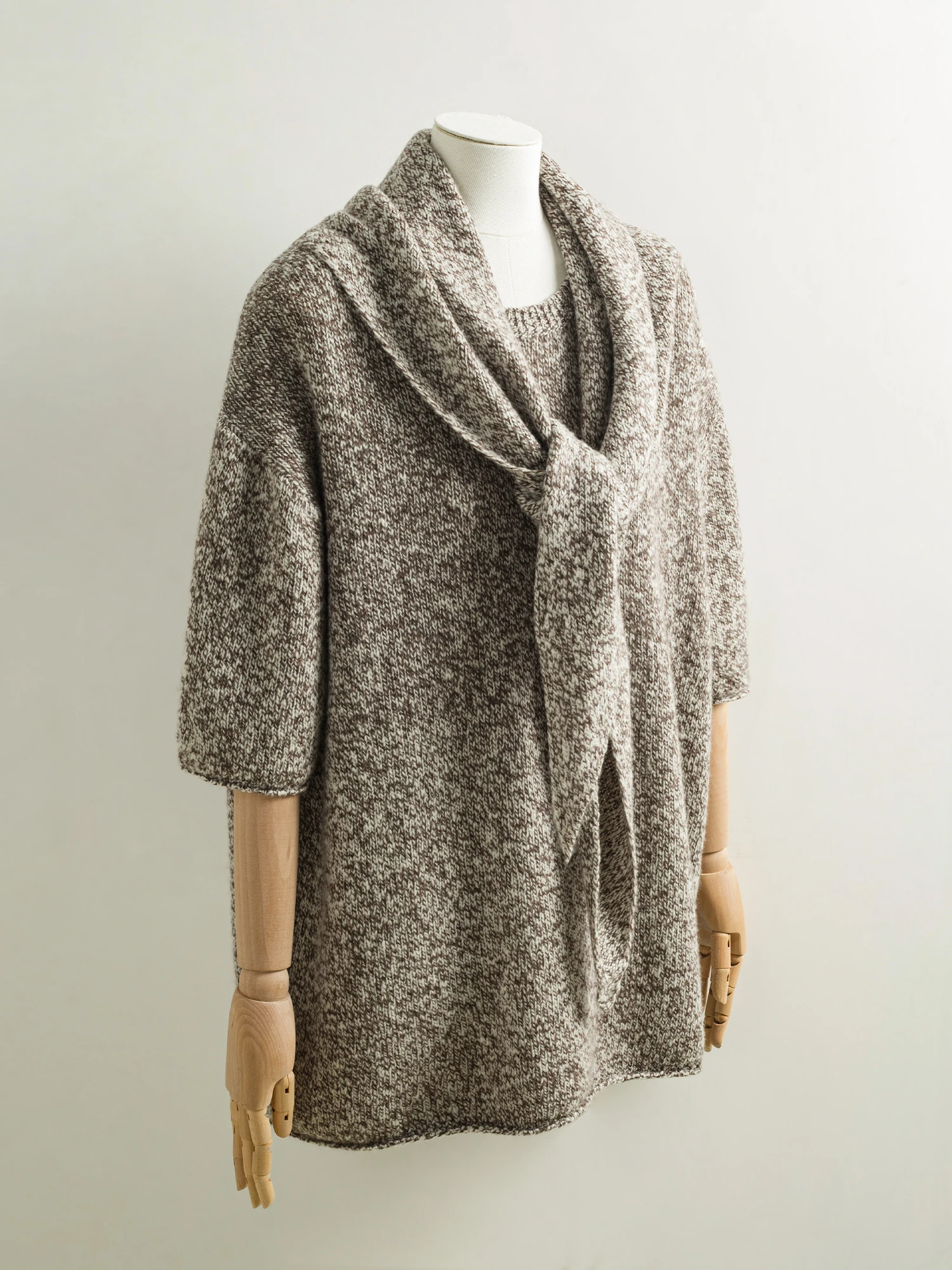 

Ji Qirui 00% Merino Wool High-End mat Lazy Loose Knitted Sweater awl Two-Piece Set Women's Casual Sle round Ne ...