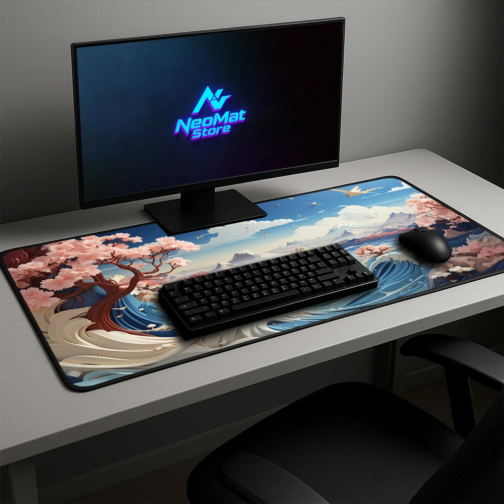 Blue Mouse Accessory Mouse Pad Sakura Mouse Mat Landscapes Japanese Mount Fuji Cherry Blossom Maus Pads Gaming Keyboard Support