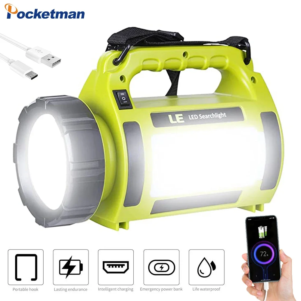 portatil super bright led luz de trabalho holofote recarregavel lanterna longo alcance impermeavel camping lanterna tocha spotlight 01