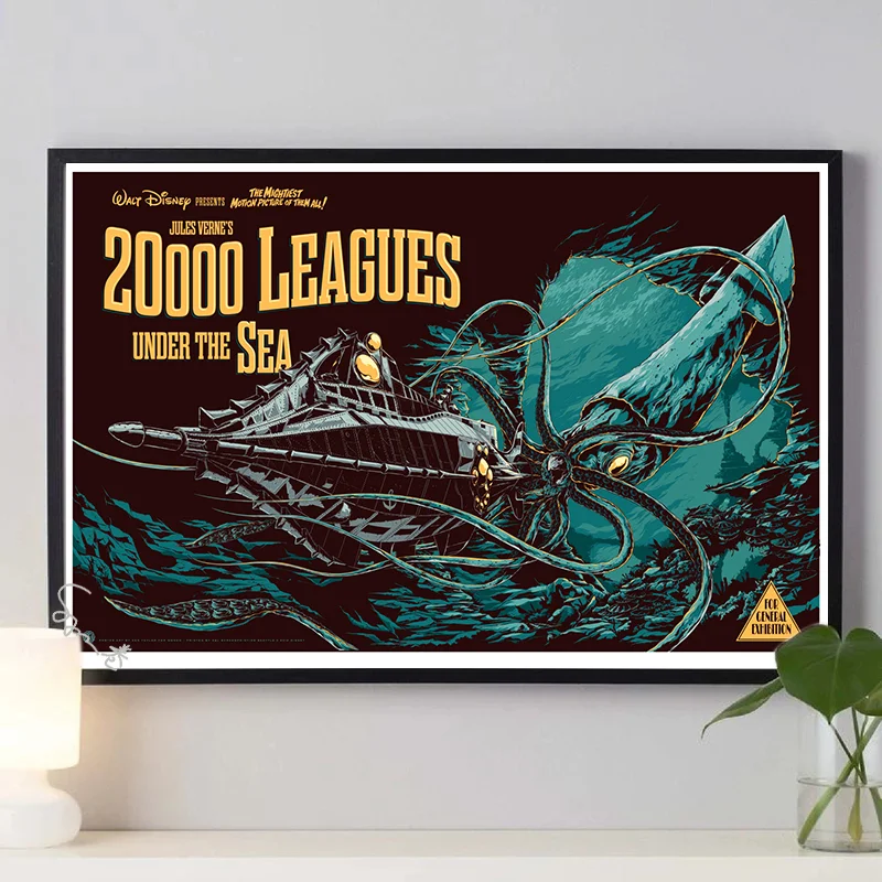 20000 Leagues Under The Sea Canvas Poster Classic Movie Book Cover Poster Bar Cinema Wall Decoration Wall Art Picture for Kids
