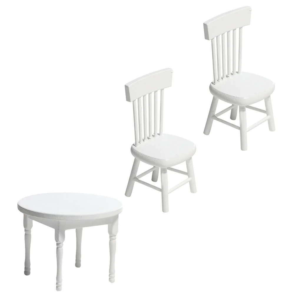 Dining Table and Chairs Toys House Furniture Mini Bedroom Accessories Model Tables Child