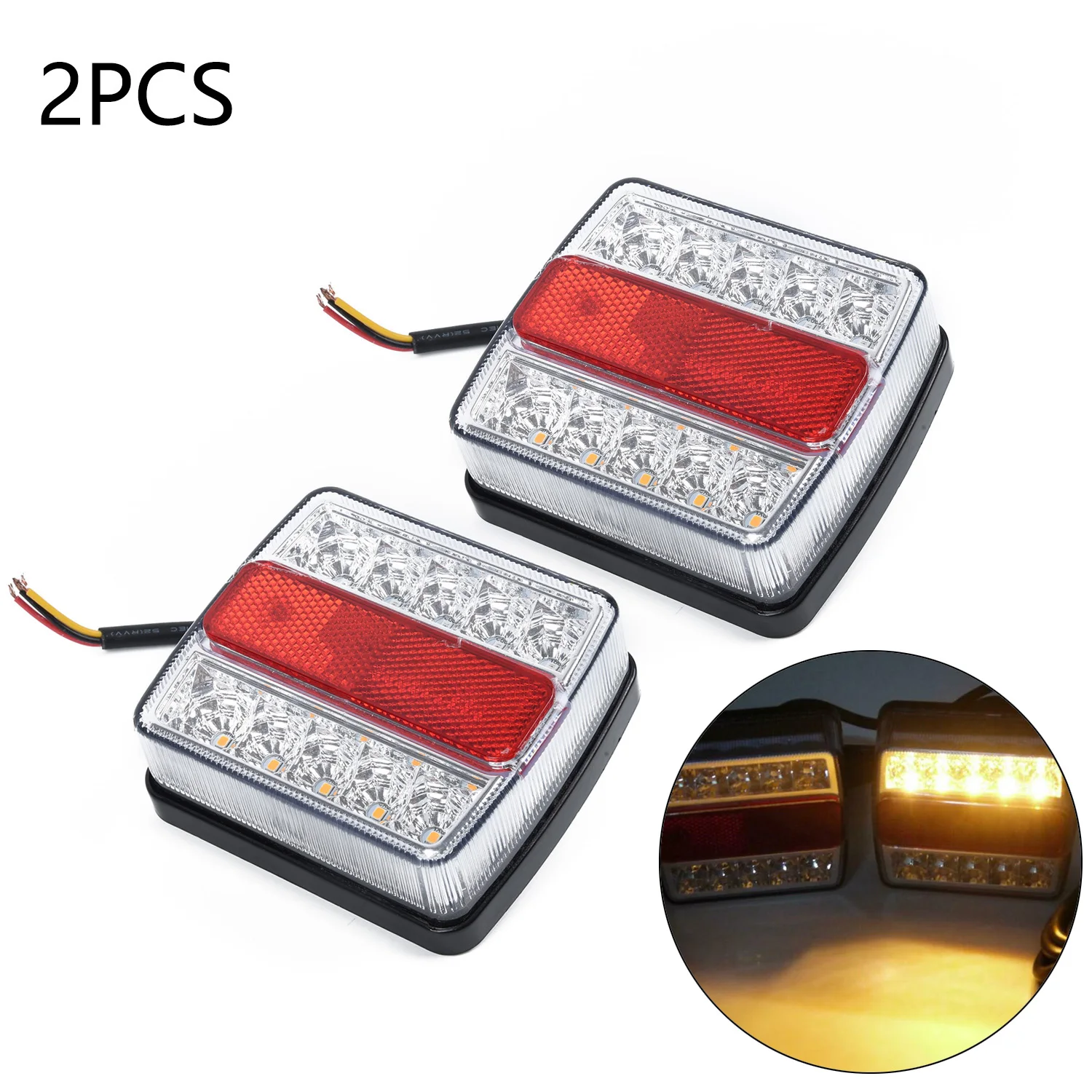 

2Pcs Rear LED Submersible Trailer Tail Lights Kit Boat Marker Trunk Waterproof RVs Campers Tail Lamp 12V