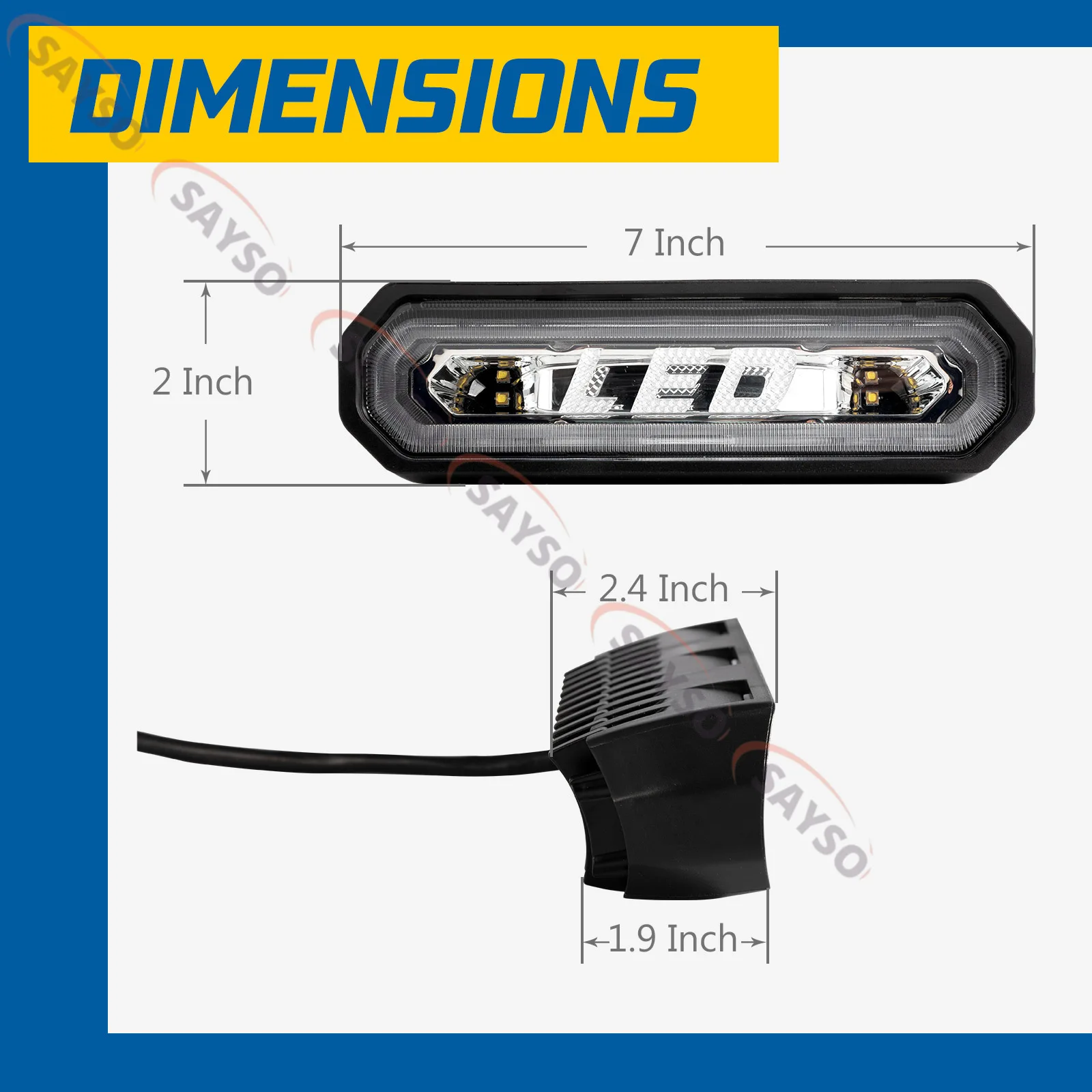 UTV Chase LED Tail Light 5 Modes Brake Light 1.65-2