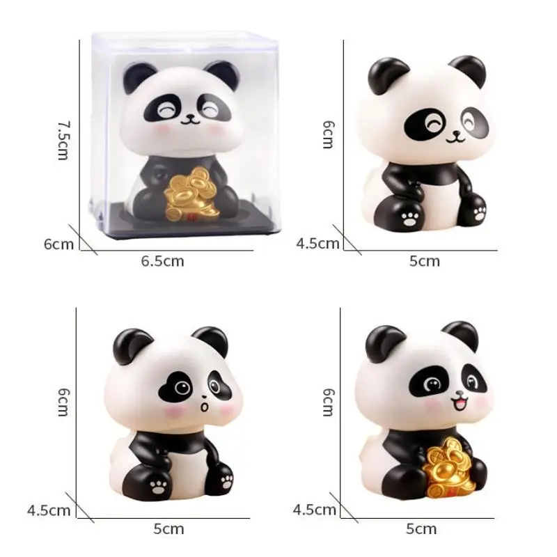 1Pcs Solar Energy Panda Doll Lucky Car Decoration Cute Shaking Head Panda Figure Ornament Collection Model Creative Gifts
