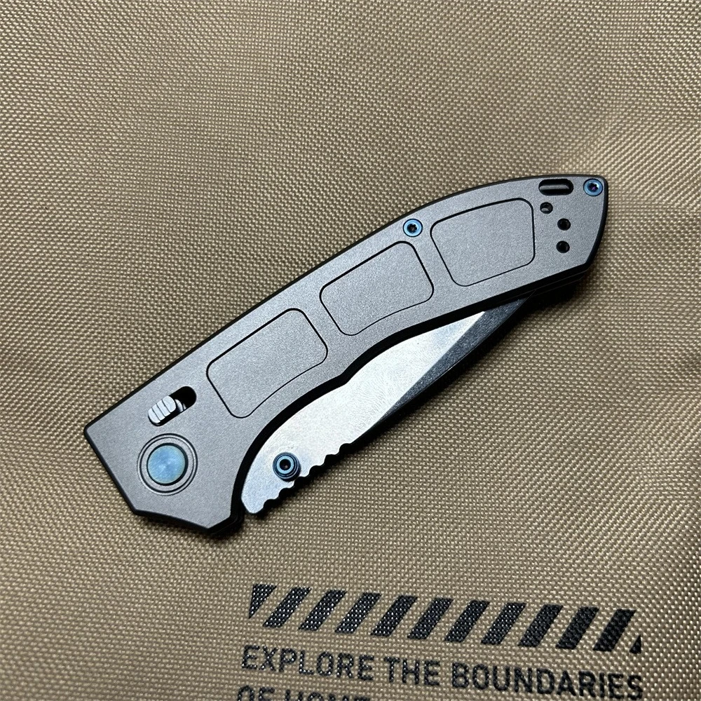 748 المتقدمة D2 شفرة حادة رمادي مقبض ألمونيوم التخييم في الهواء الطلق المحمولة دليل سكين للفرد مع مشبك جيب ، سكين الرجال