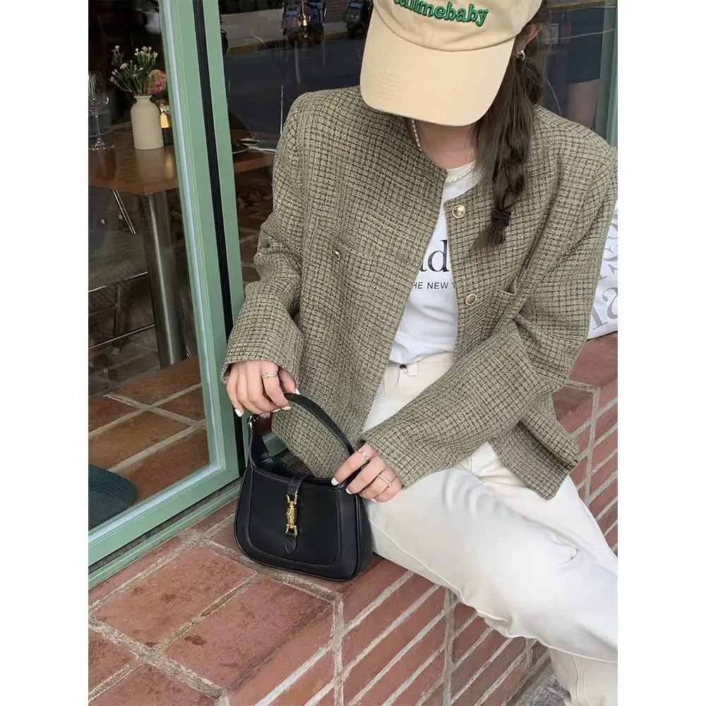 

Женская стеганая куртка в корейском стиле, осенне-зимняя, новая модель, золотисто-синяя, в стиле маленькой французской моды, топ