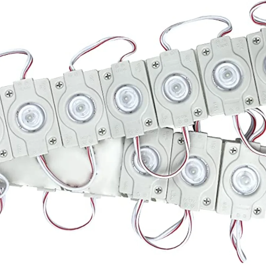 20pcs Super Bright 1 LED Injection Module Strip Lights 3030 SMD LEDs with Lens 12V 1.5W Light for Letter Sign Advertising Signs