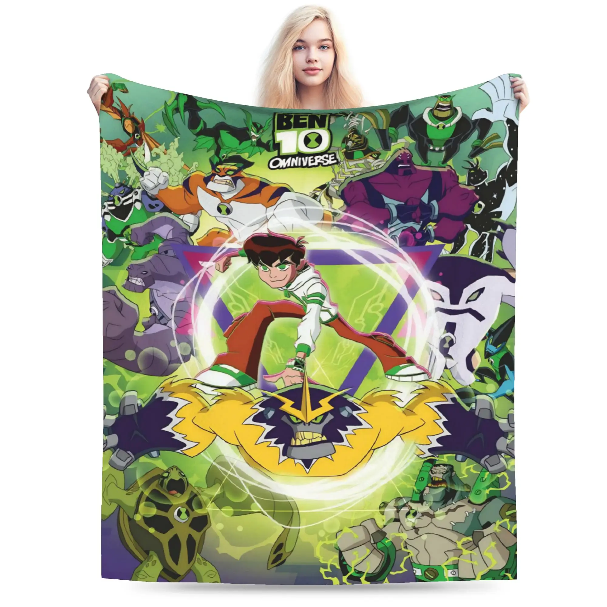 Ben 10 Anime Throw Blanket for Couch  Fuzzy Soft Plush Blanket 50x60 Inch Multiple Sizes Bedspreads for All Seasons