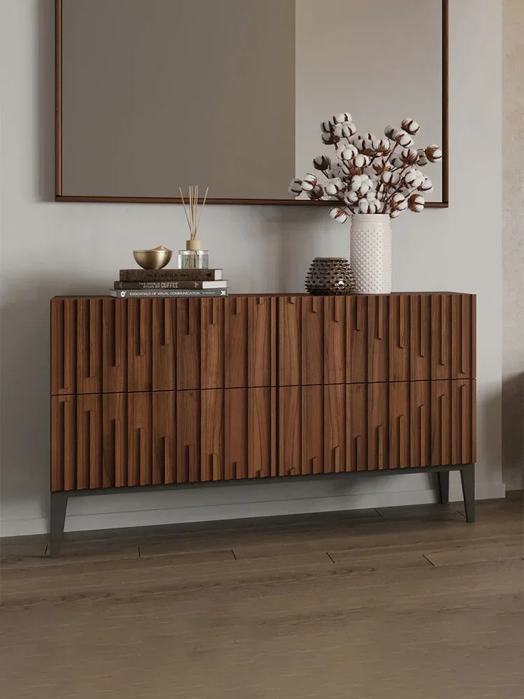 

-Italian Minimalist Solid Wood Kitchen Sideboard Modern Minimalist North American Black Walnut Locker Living Room Porch Cabinet