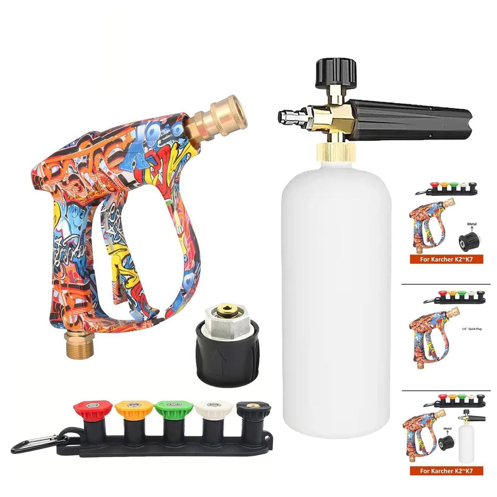 2175PSI Pressure Washer Gun with Graffiti Design Housing, 1/4