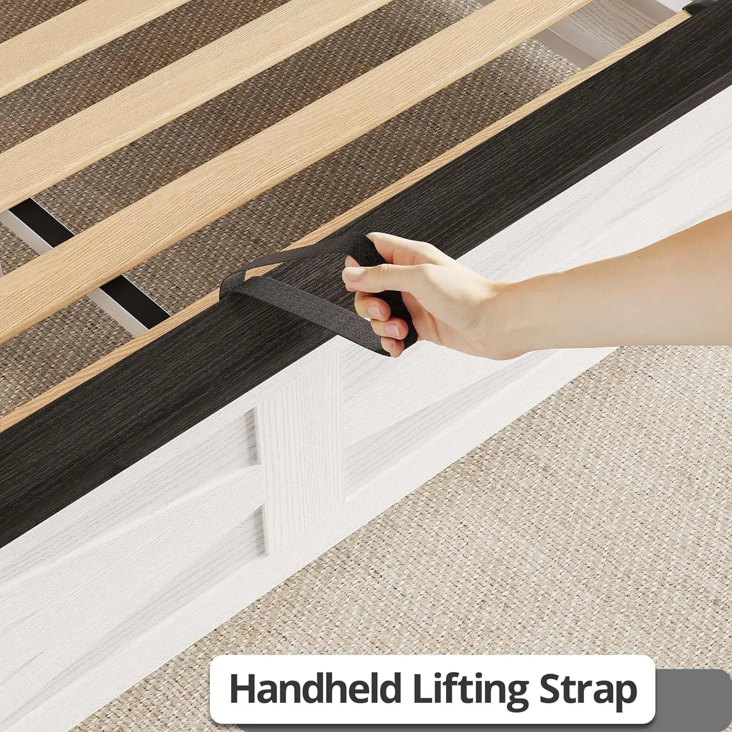 إطار سرير المزرعة مع إطار سرير خشبي للتخزين مع لوح أمامي وشرائح من الخشب الصلب تدعم اللون الأبيض القوي والبدون الضوضاء