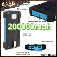 New Style 200000mAh   Solar Power Bank New Portable  Lanyard Compass External Battery Outdoor Camping Charging Powerbank