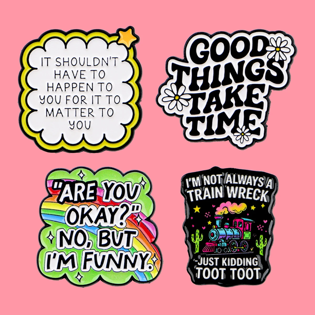 

"ARE YOU OKAY" NO, BUT I'M FUNNY. “ Enamel Pin Self Deprecating Quotes Brooch Pines Lapel Pins Badge Fashion Jewelry Gifts