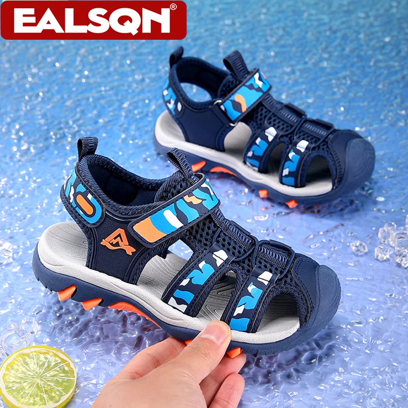

Летние дышащие детские пляжные сандалии, модная прогулочная обувь для мальчиков, спортивные нескользящие студенческие повседневные сандалии на открытом воздухе