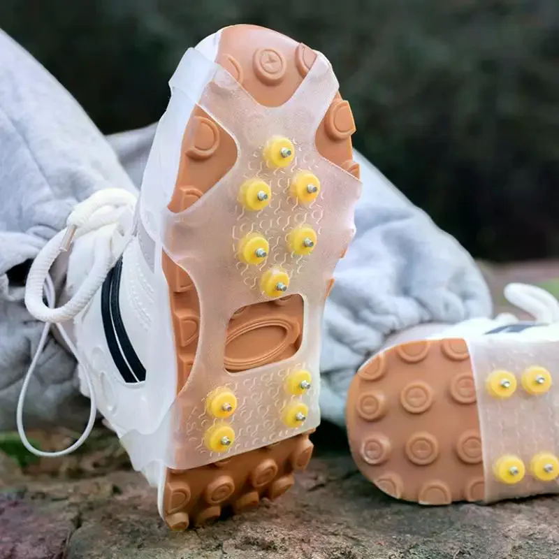 10-Stiftige Schneesteigeisen aus Thermoplastischem Elastomer – Rutschfeste Eis- und Kletterstollen für Schuhe – Überzieh-Schuhgriffe und Steigeisen