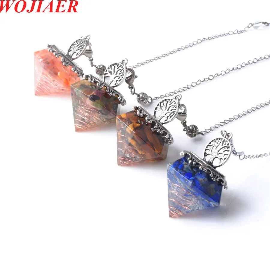 Fine Natural Stone Pendulum Pendant Reiki Heal Dowsing Divination Purple Crystal for Jewelry Antique Chain Gift BO945