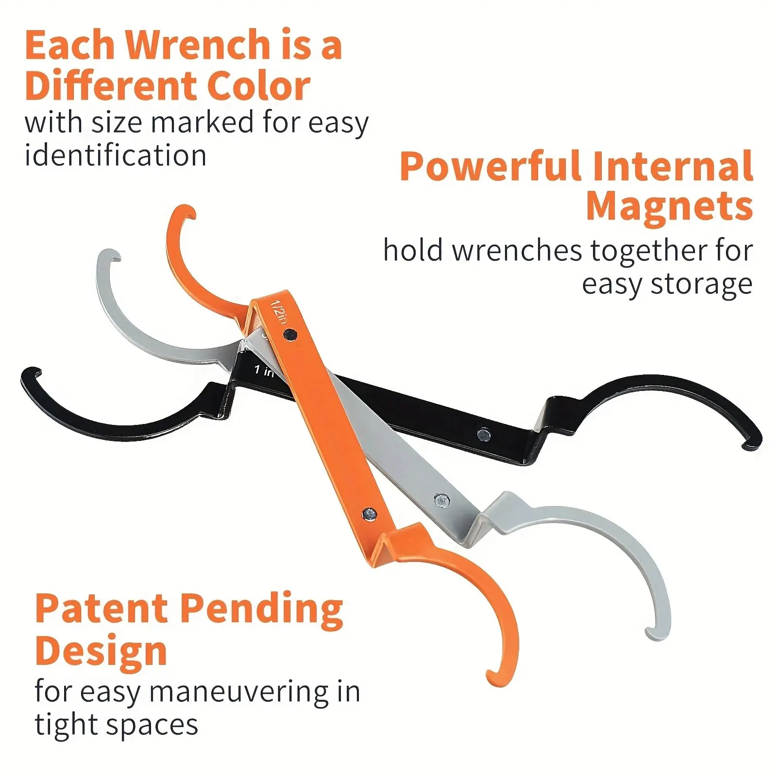 3pcs Conduit Lockout Wrench Set, Tighten And Loosen Locknuts In Tight Spaces, 1/2, 3/4 And 1-Inch, Offset Bends