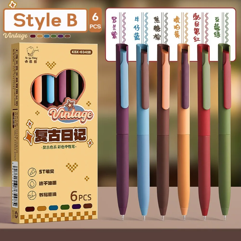 

6PCS/Set Quick-Dry 0.5mm Color Ink Colored Gel Pen Fine Point Press Type Neutral Pen Smooth Writing Writing Pens Students