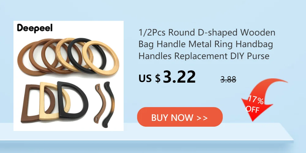 1/2Pc Round D-shaped Wooden Bag Handle Metal Ring Handbag Handles Replacement DIY Purse Luggage Handcrafted Accessories for Bags