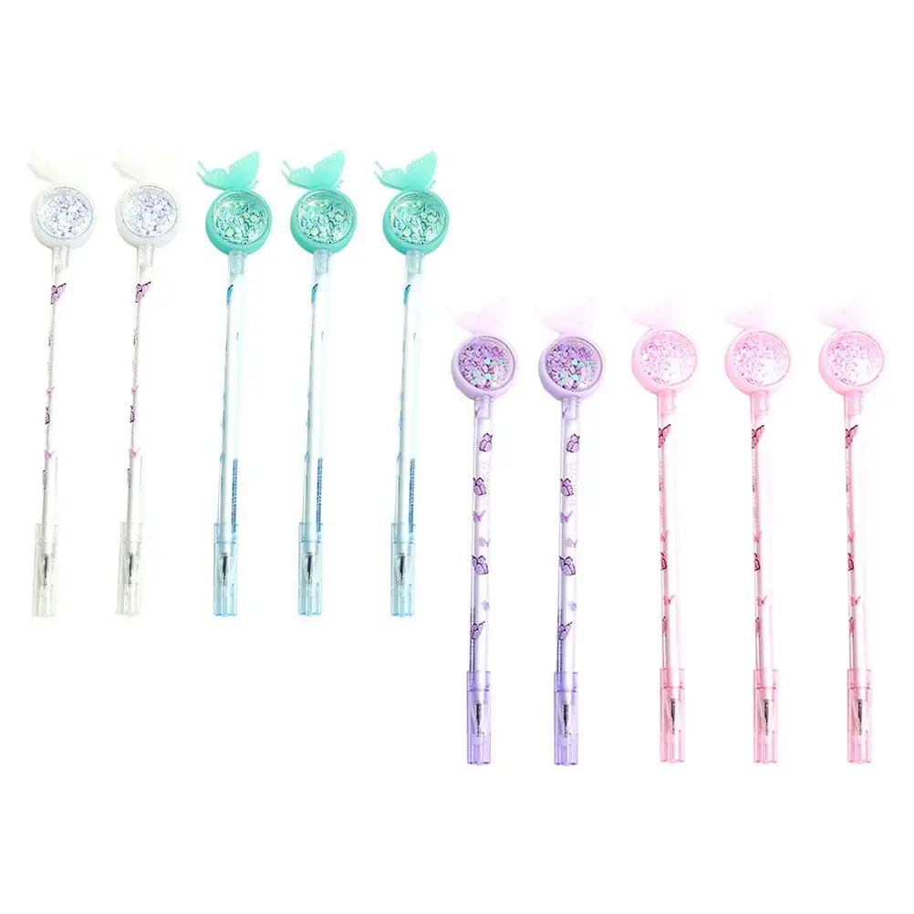 10 Pcs 나비 스팽글 펜 사무실 쓰기 젤 펜 학생 시험을위한 스케치 블랙