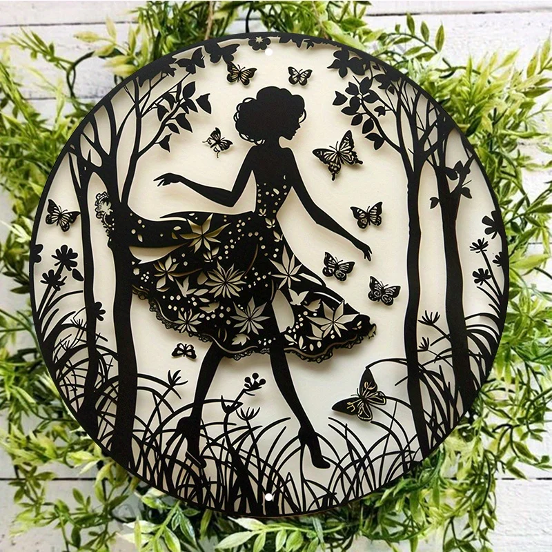 Aluminum Metal Sign for Home Decor, Enchanting Fairy in the Forest, HD Printing, Weather Resistant, Pre-Drilled Wall Art