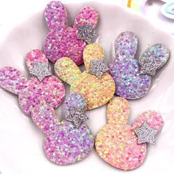 10 sztuk brokatowa tkanina filcowa włókniny Kawaii kolorowa gwiazda królik aplikacja DIY naszywka do szycia Christma Supplie akcesoria Craft XE7