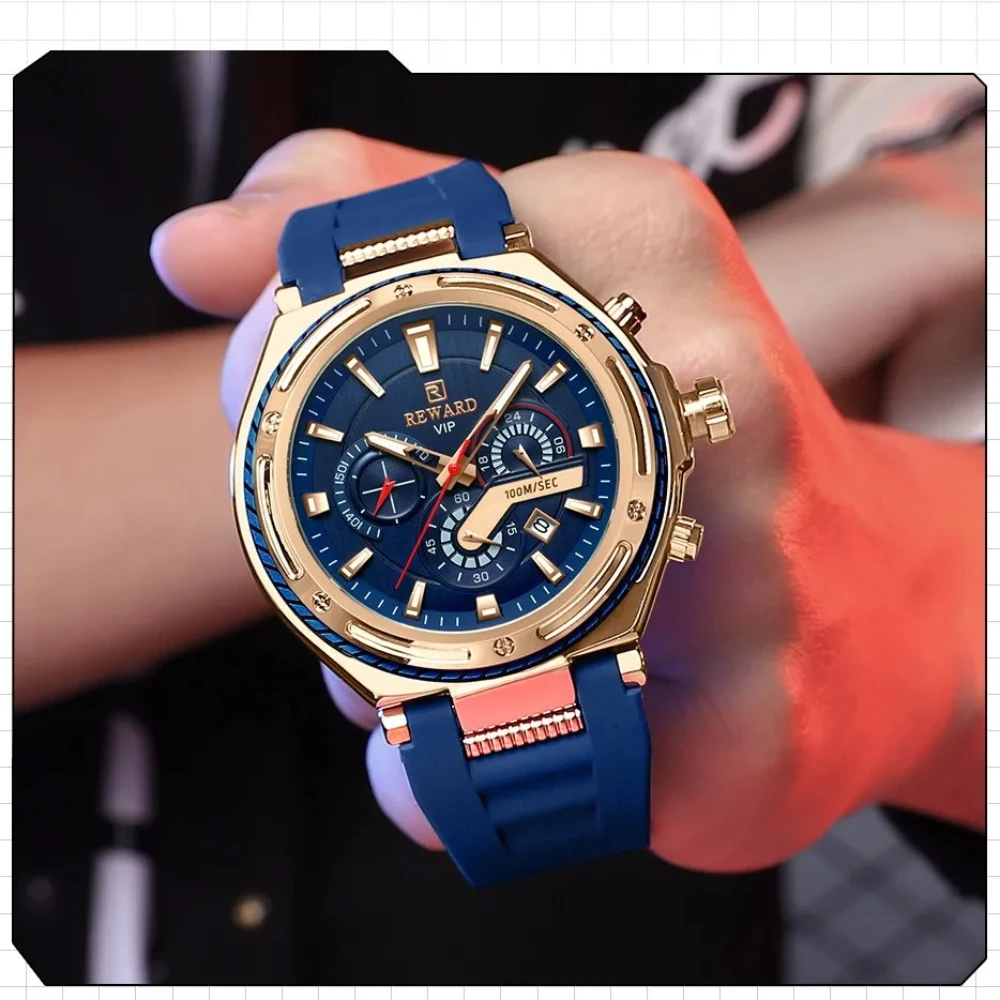 

НАГРАДА 831508M модные кварцевые мужские часы многофункциональные водонепроницаемые часы с хронографом и календарем светящиеся часы для мужчин Reloj Hombre