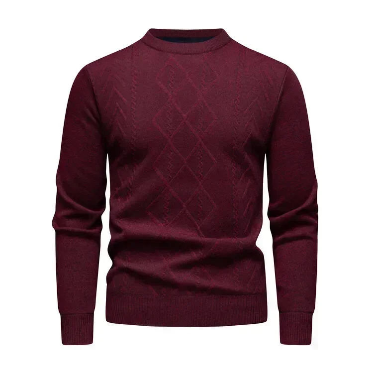 

Pullovers Men Knitted Tops Sweaters Full Sleeve Round Neck Knit Thick Solid Slim Fit Splice Casual Regular Top Autumn Winter