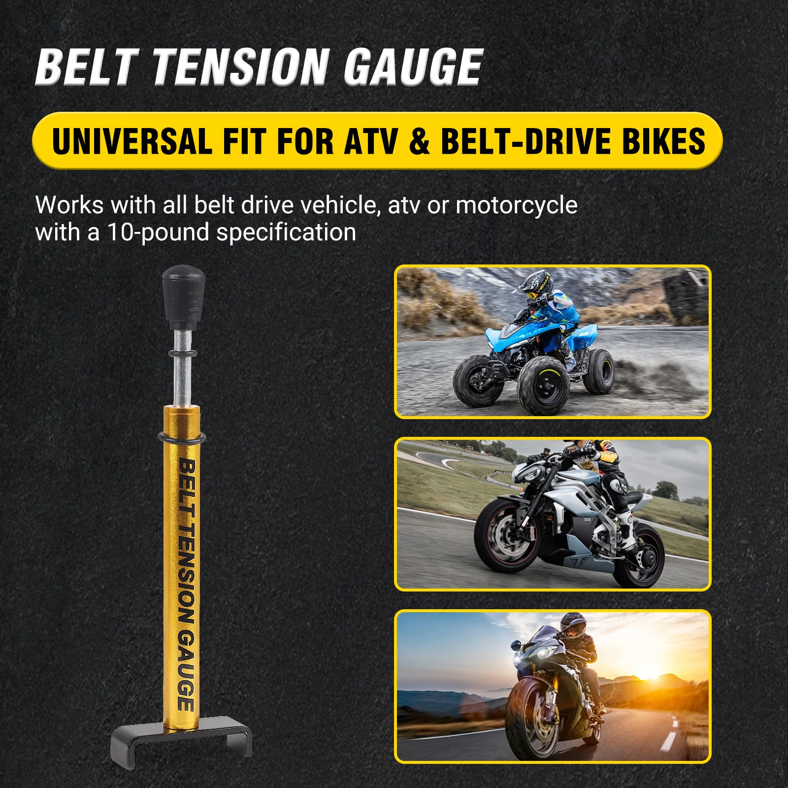 

10Lb Belt Tension In Gauge Metal Motor Belt Tension Tool Universal With L-Shaped Pad Replacement for Accurate Motorcycle Setting