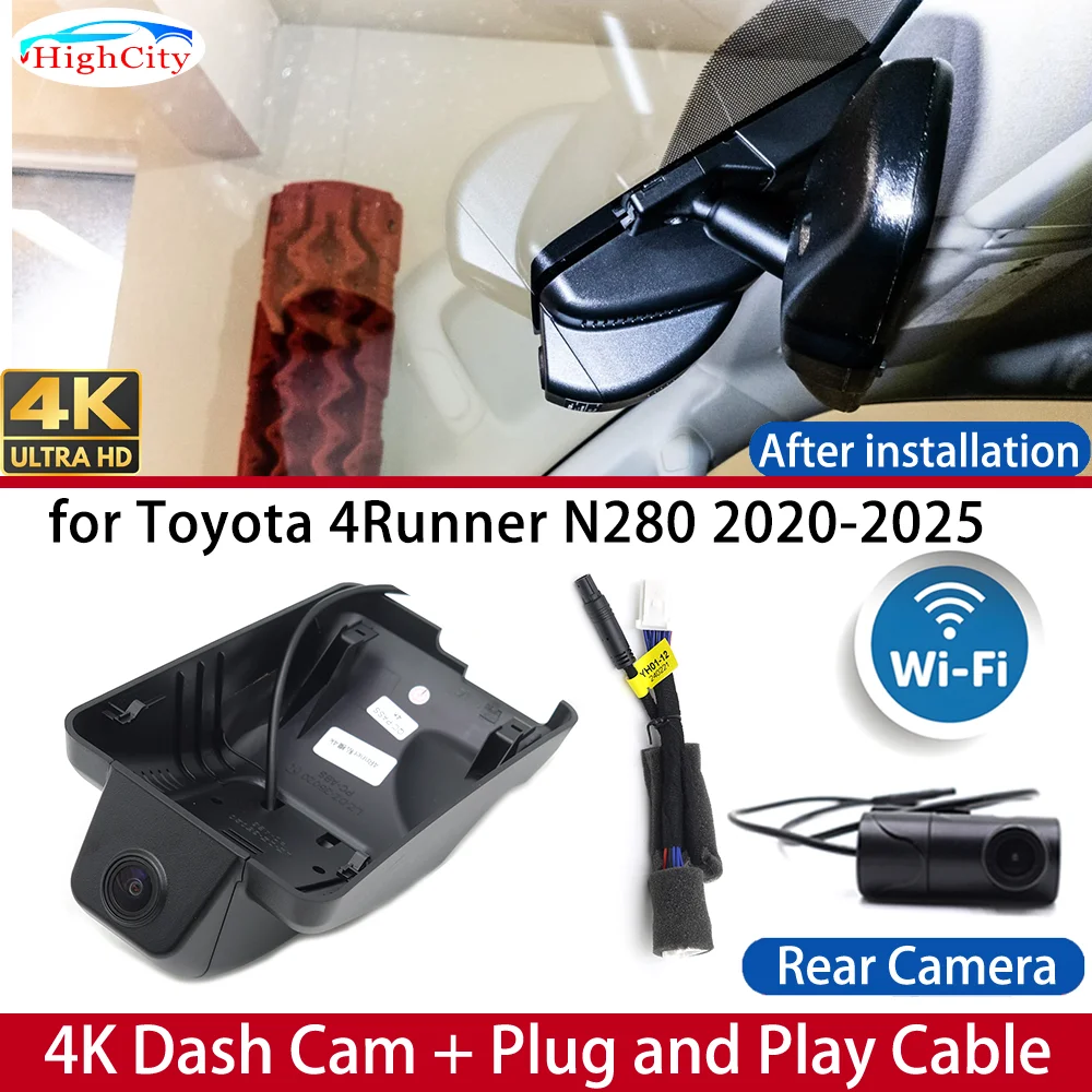 Dash Cam for Toyota 4Runner N280 2020-2025 4K UHD DVR Wifi Camera Video Recorder Driving Recorder Dashboard Night Vision