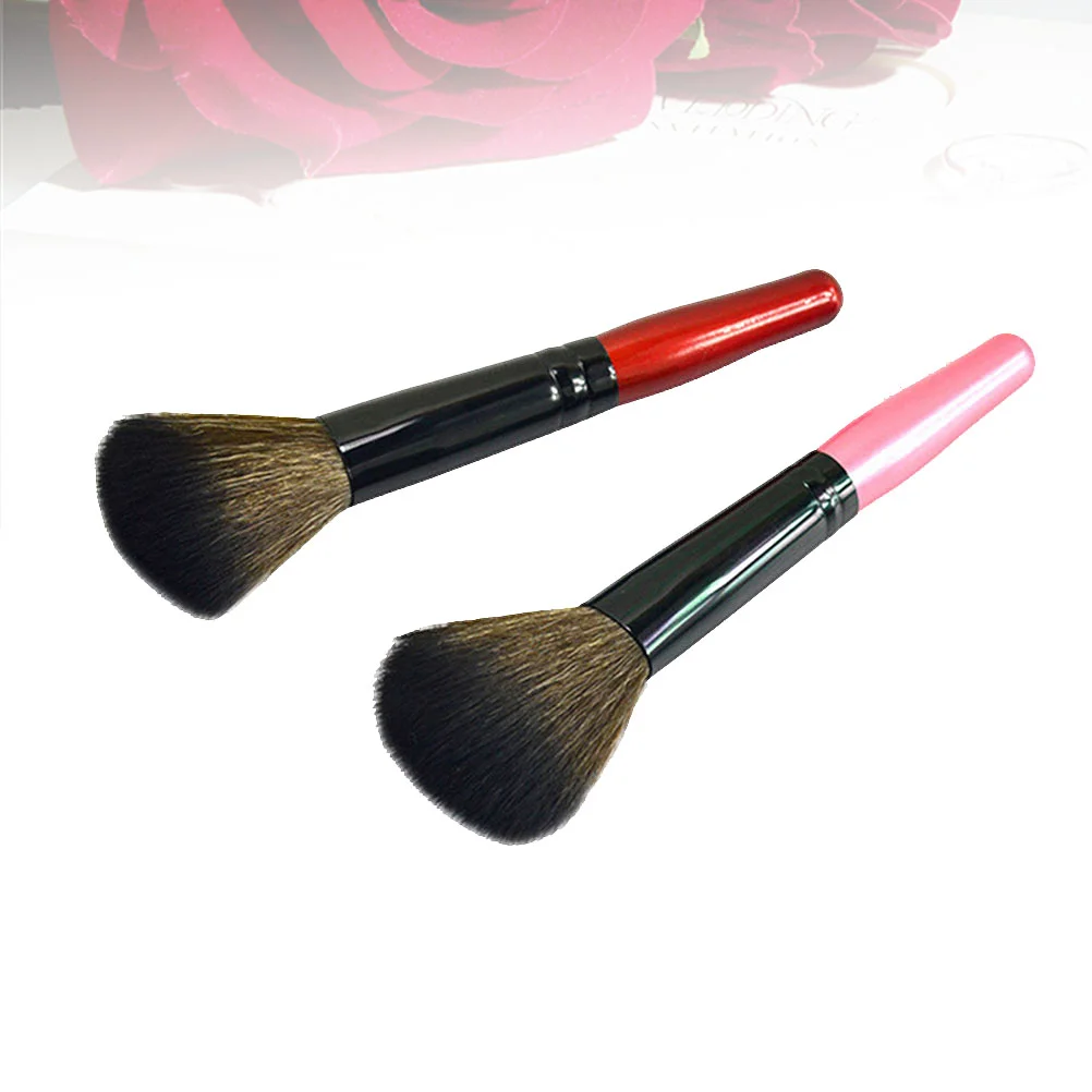 2pcs Professional Nylon Makeup Set Long Handle Cosmetics Brush Premium Powder Blush Brush Kit for Woman Lady