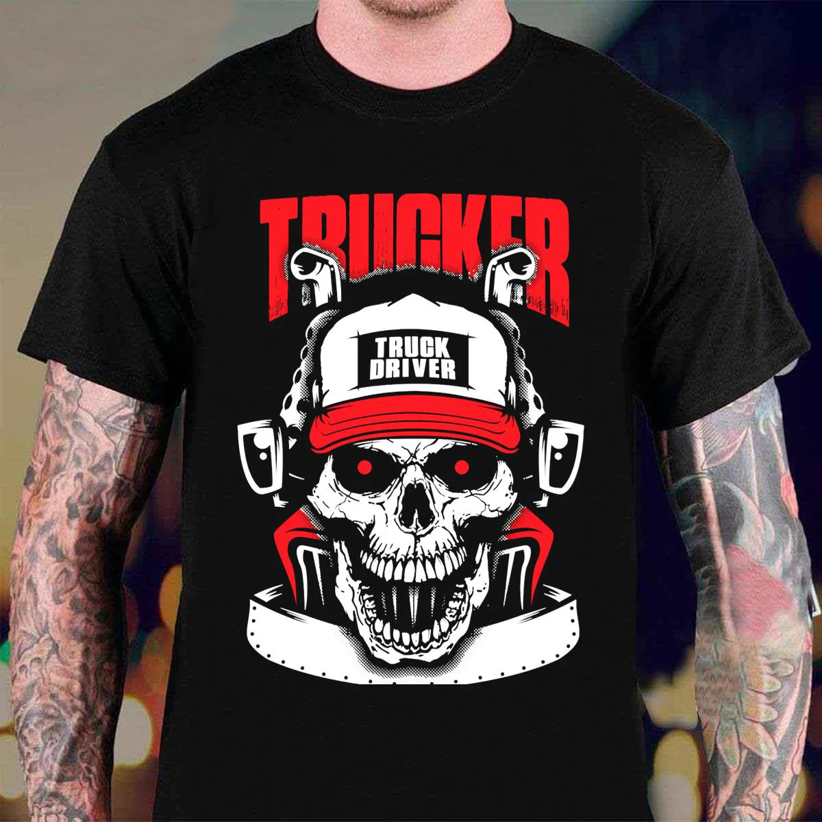

Screaming Skull Truck Driver Trucker T-Shirt 100% Cotton O-Neck Short Sleeve Summer Casual Mens T-shirt Streetwear