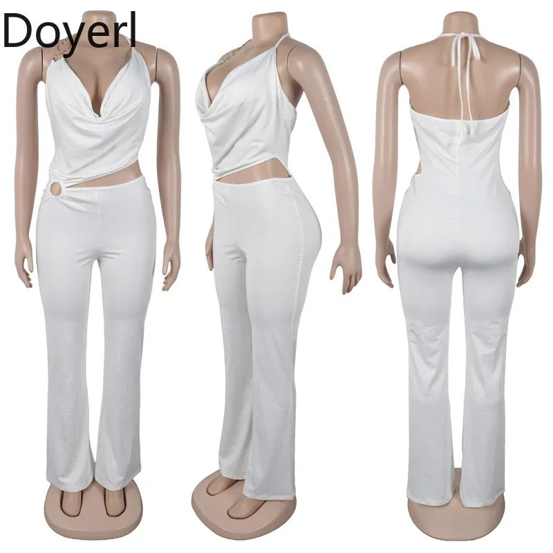 Doyerl Halter V-neck Backless One Piece Jumpsuit Women Sexy Hollow Out Sleeveless Night Club Outfits Birthday Rompers Overalls - Image 6