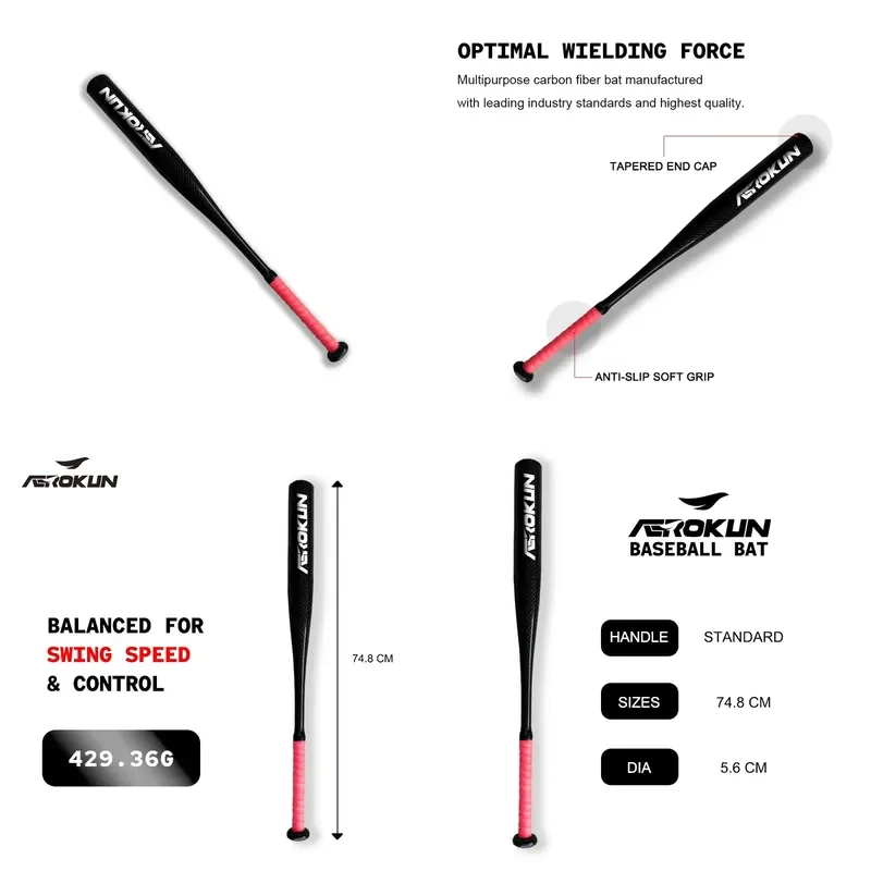 Fighting Self-Defense Lightweight True Carbon Fiber Professional Matte Surface Carbon Fiber Baseball Bat